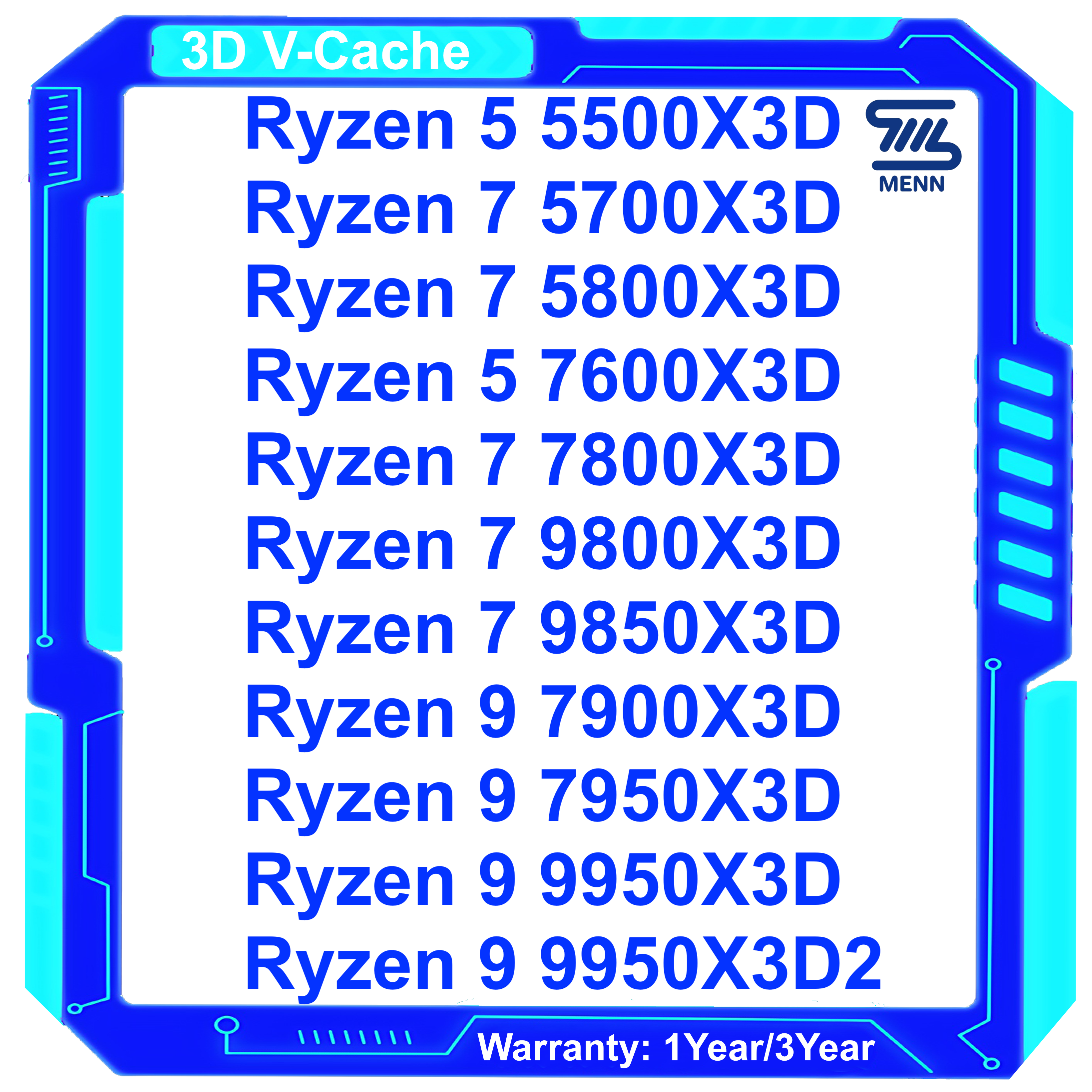 R5 5500X3D 7600X3D R7 5800X3D 5700X3D 7800X3D 7900X3D 7950X3D 9800X3D 9850X3D 9950X3D 9900X3D 3D Desktop Processor With 3D Technology CPU
