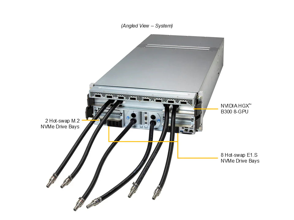 Supermicro SuperServer AS-4126GS-NB3RT-LCC HGX B300 NVL8 270GB Partner-Cooled (8) AMD Turin (2) AI Graphics Card GPU Server