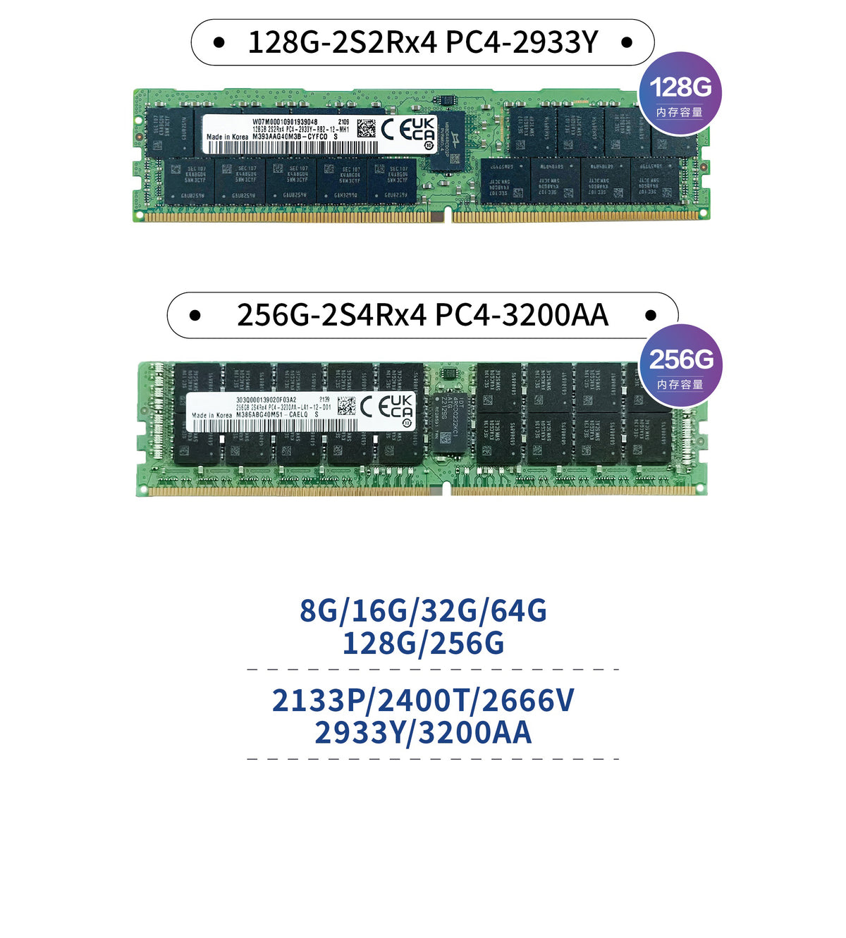 SK Sam Micro DDR4 ECC Server Workstation Memory Ram 16GB 32GB 64GB 128GB  2133MHz 2400Mhz 2666HMz 2933MHz 3200MHz 2133P 2400T 2666V 2933Y 3200AA