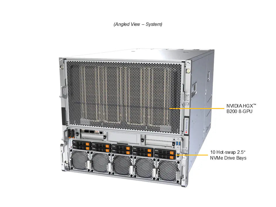 Supermicro SuperServer SYS-A21GE-NBRT HGX B200 NVL8 180GB Air-Cooled (8) Intel Emerald Rapids (2) AI Graphics Card GPU Server