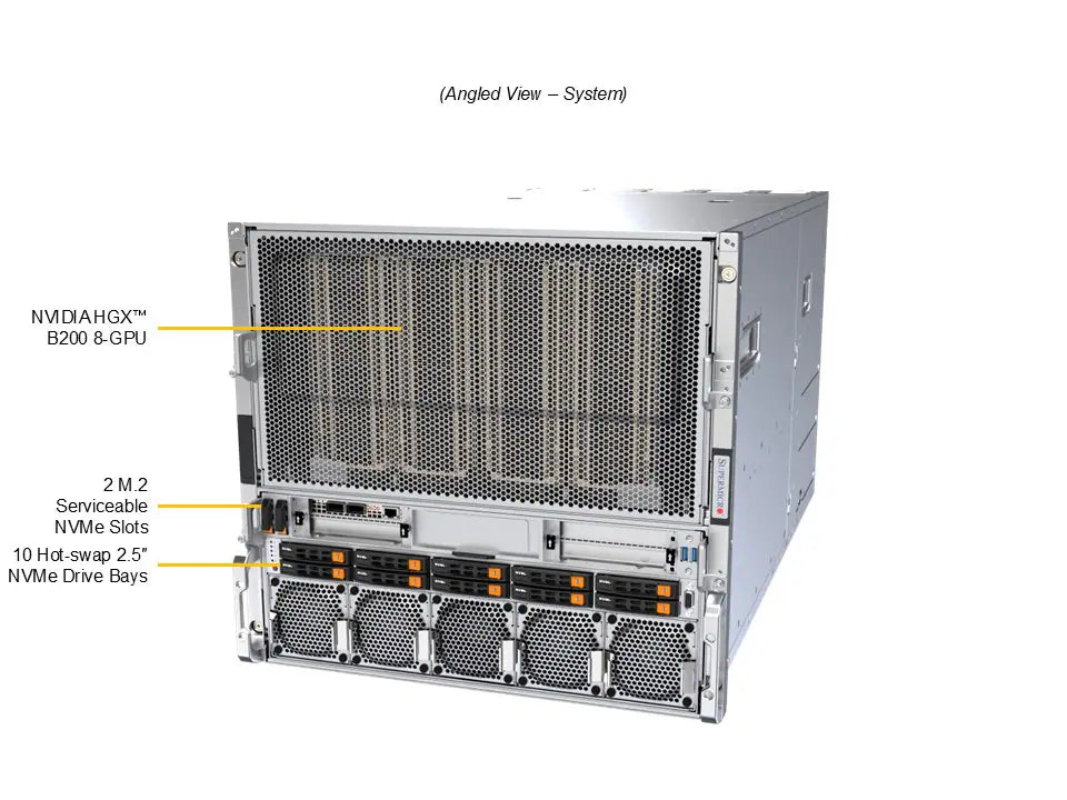 Supermicro SuperServer SYS-A22GA-NBRT HGX B200 NVL8 180GB Air-Cooled (8) Intel Granite Rapids (2) AI Graphics Card GPU Server